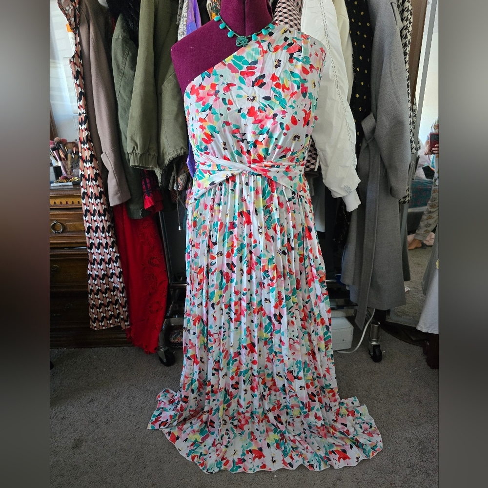 Floral Multicolor One Shoulder Maxi Dress